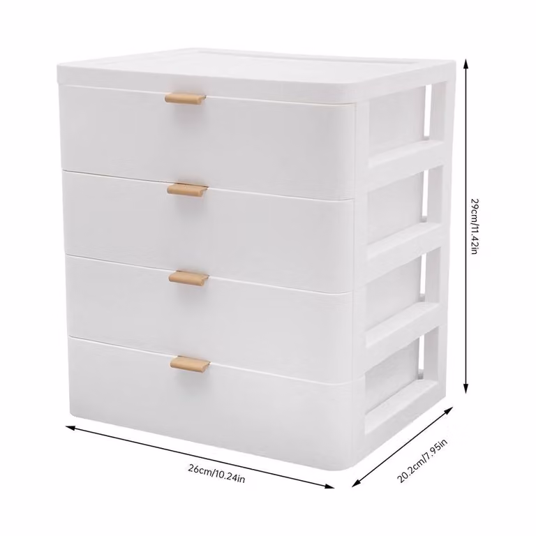 VOGREX 4 Drawer Desktop Storage Drawer Organizer in White