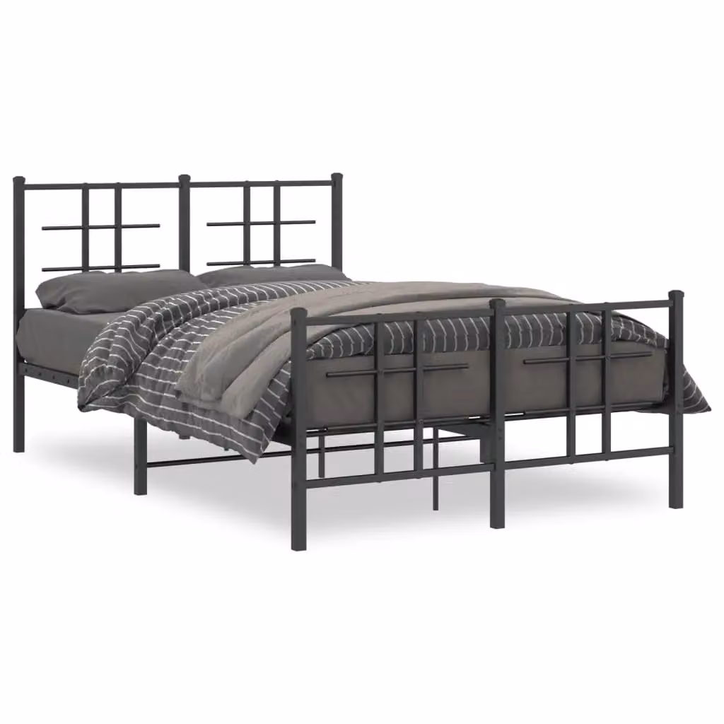 Berkfield Home Metal Bed Frame with Footboard, Black, W/D/H: 120 x 190 cm – 2