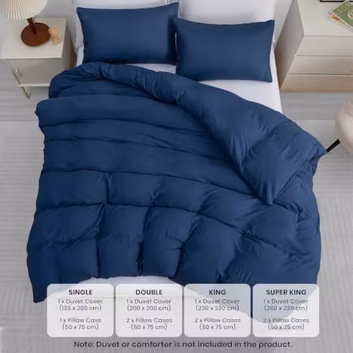 Pamposh King Size Reversible Microfibre Duvet Cover and Pillowcase Set, Blue, W/D/H: 180 x 200 cm, Pillowcase: 50 x 75 cm – 6