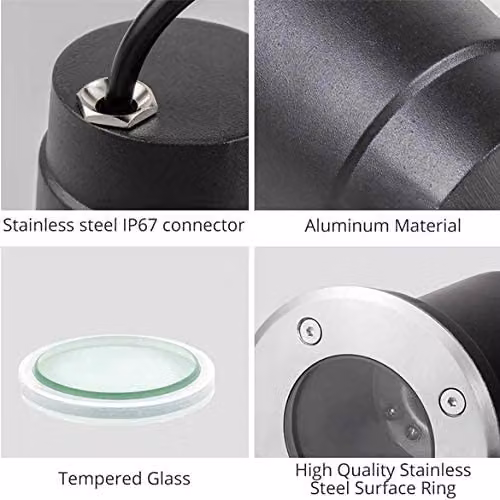 CGC Lighting Meadow Round Large Inground Stainless Steel Recessed Garden Light in Silver – 6