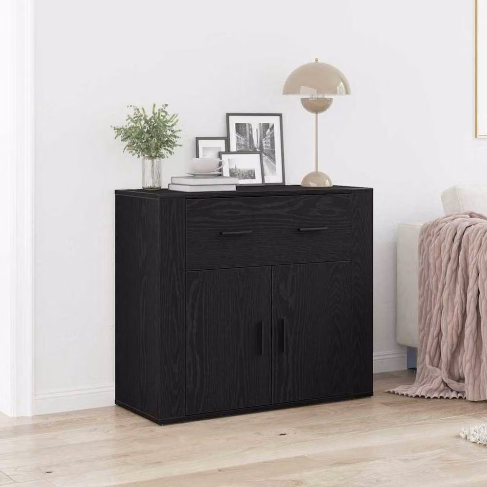 Berkfield Home Modern Black Oak Sideboard, W/D/H: 80 x 33 x 70 cm – 2