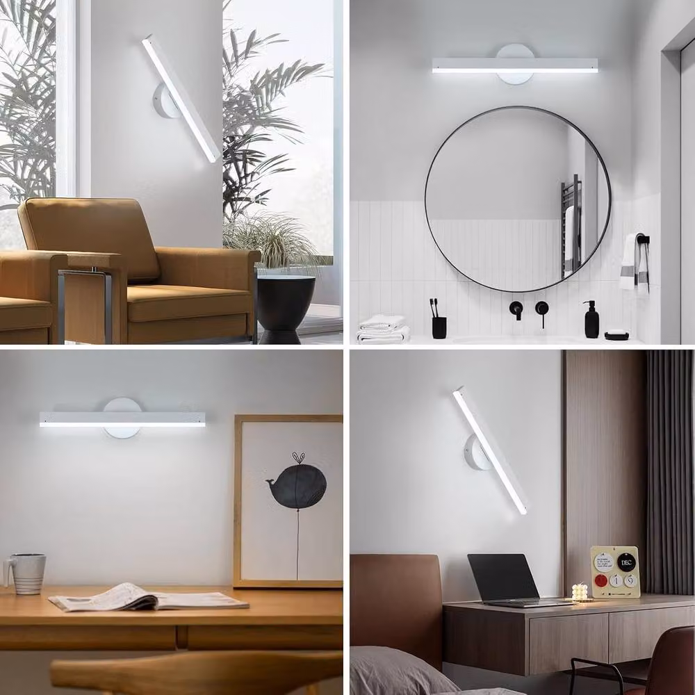 Goeco 12W LED Indoor Wall Light, 300 Degree Rotating Acrylic and Metal Accent Light, 6500K Cool White, White – 3