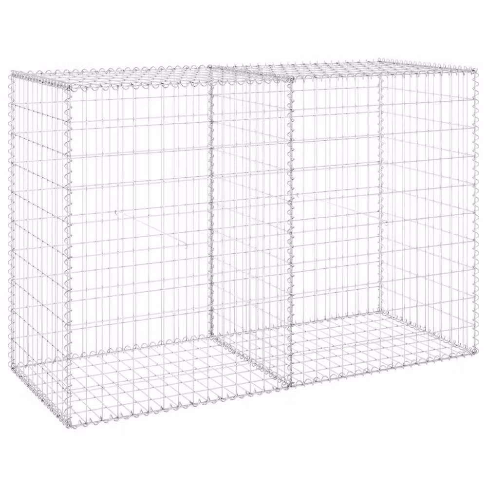 Berkfield Home Durable Galvanised Steel Gabion Fence with Covers, Silver, W: 150 cm, D: 60 cm, H: 100 cm – 2