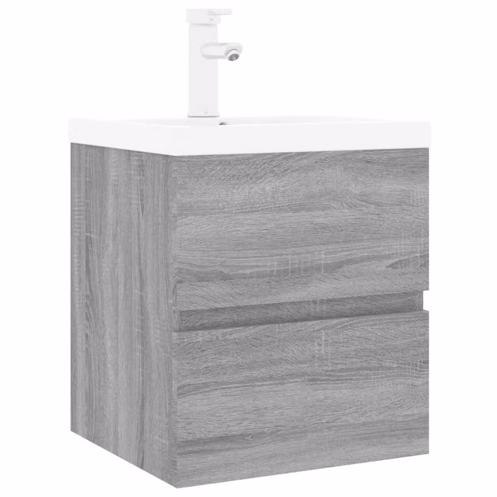 Berkfield Home Grey Sonoma Sink Cabinet with Built-in Basin in Engineered Wood W/D/H: 45.0 x 38.5 x 41.0 cm – 2