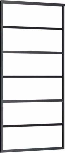 Berkfield Home Sliding Door with Hardware Set, Black Aluminium and Transparent ESG Glass, W: 90 cm, H: 205 cm