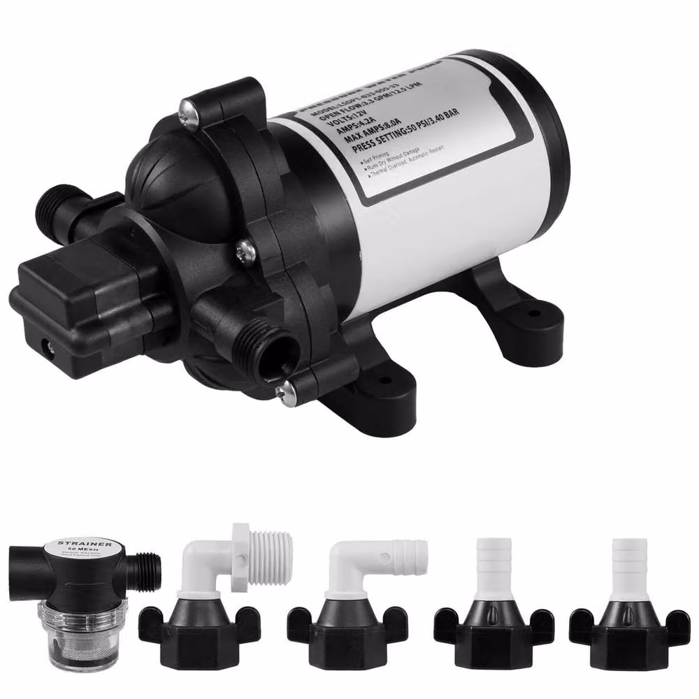 NESTLUNE 12V High Pressure Diaphragm Water Pump in Black – 3