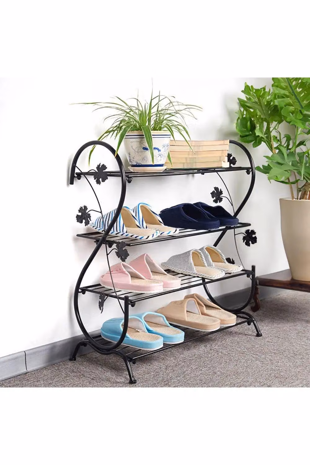 H&O Direct Metal 4 Tier S-Shape Freestanding Shoe Rack in Black – 2