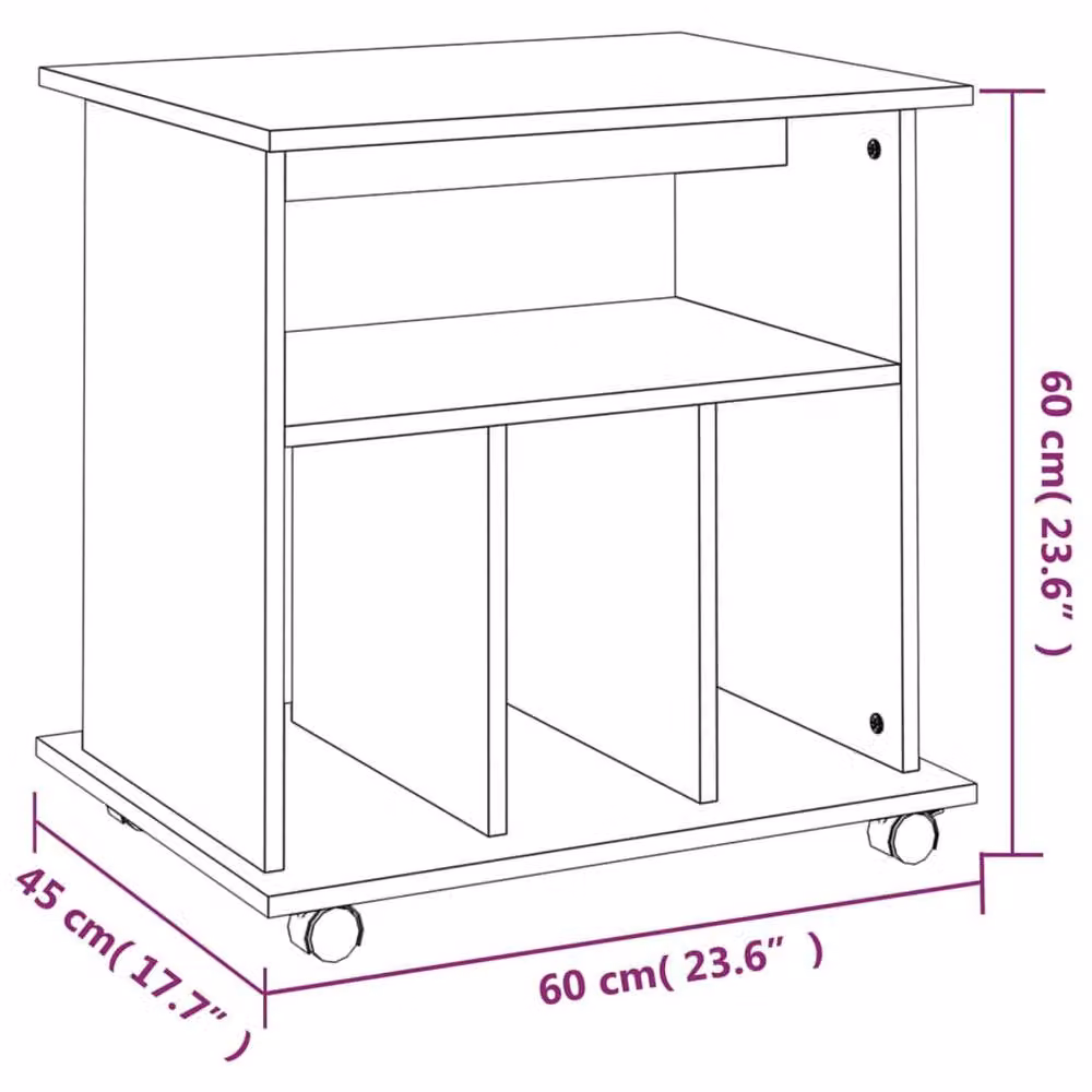 Berkfield Home Rolling Cabinet in Grey Sonoma, W/D/H: 60 x 45 x 60 cm – 5