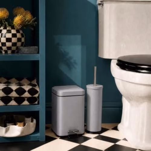 Harbour Housewares 3L Bathroom Bin and Toilet Brush Set in Matte Grey – 2