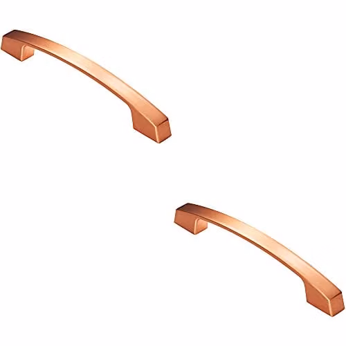 Loops 2 Pack Curved Flat Faced Cupboard Pull Handles in Satin Copper, 160mm Fixing Centres
