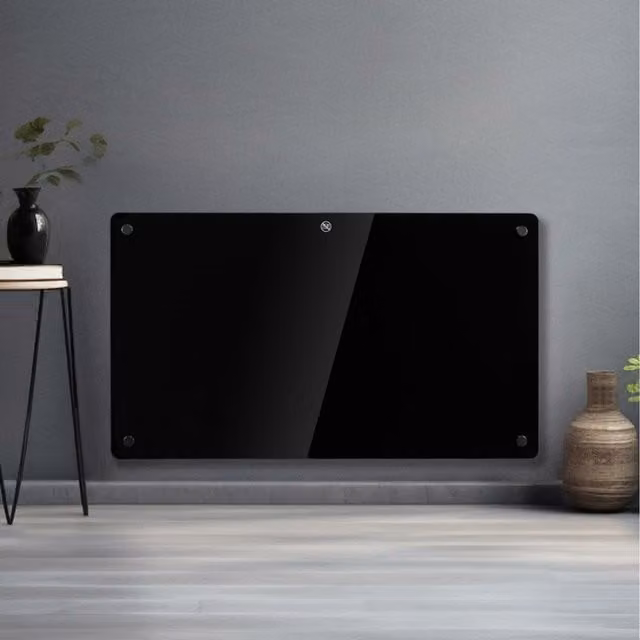 Futura 1500W Electric Glass Panel Convector Heater, Black, Wall Mounted or Freestanding