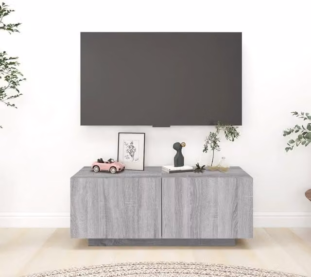Berkfield Home Modern Grey TV Cabinet in Matt Engineered Wood W/D/H: 100 x 35 x 40 cm