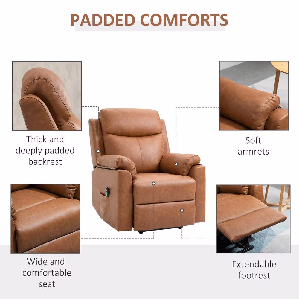 STILVORA Electric Riser Recliner Chair with Footrest in Brown Synthetic Leather – 5