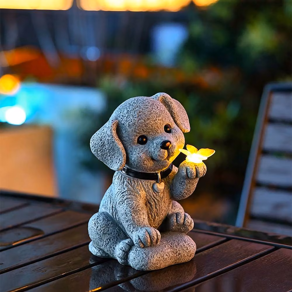 Quipulse Solar Puppy Butterfly Yard Decor Light in Grey – 2