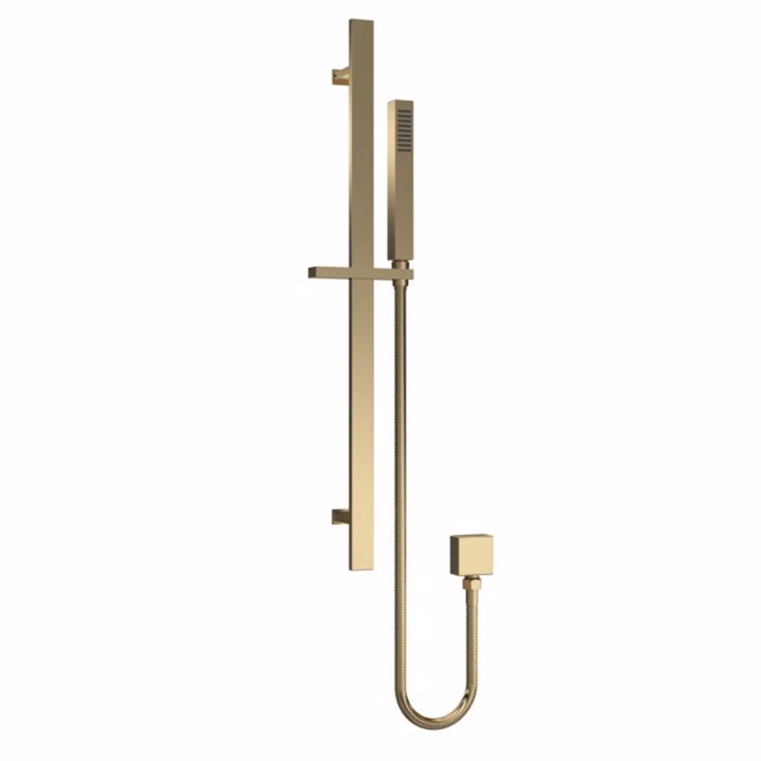 Windon Square Brushed Brass Slider Rail Shower Kit with Hand Shower and Outlet Elbow
