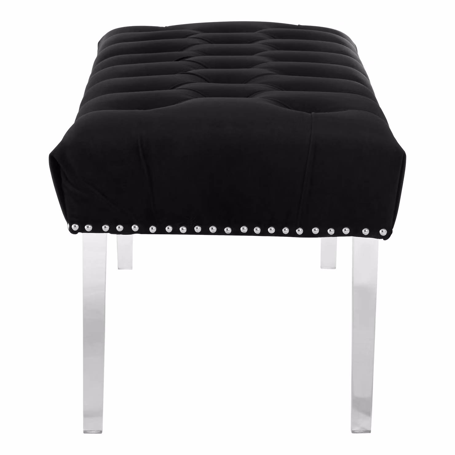 Orsina Modern Black Velvet Upholstered Bench with Transparent Legs – 2