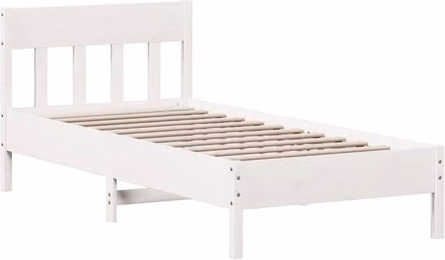 Berkfield Home Small Single Solid Wood Pine Bed Frame, White, W/D/H: 75 x 190 cm