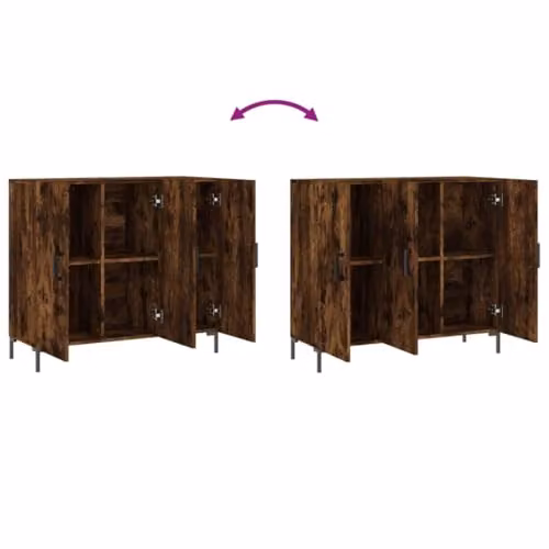 vidaXL Modern Sideboard in Brown Smoked Oak, W/D/H: 90 x 34 x 80 cm – 4