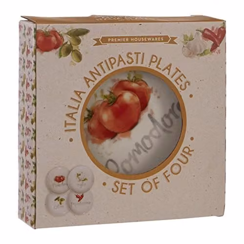 Orsina Italia Set of Four Floral Antipasti Plates in White Porcelain, W/D/H: 19 x 19 x 2.3 cm – 3