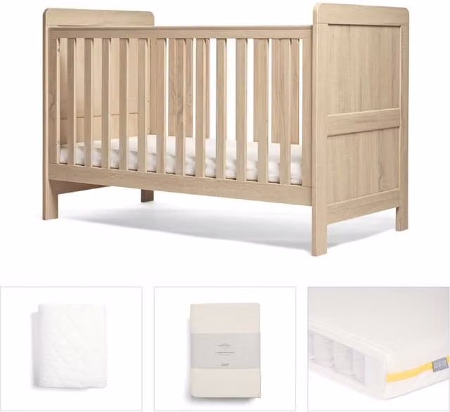 Mamas & Papas Atlas Cotbed Bundle (4 Piece) in Light Oak