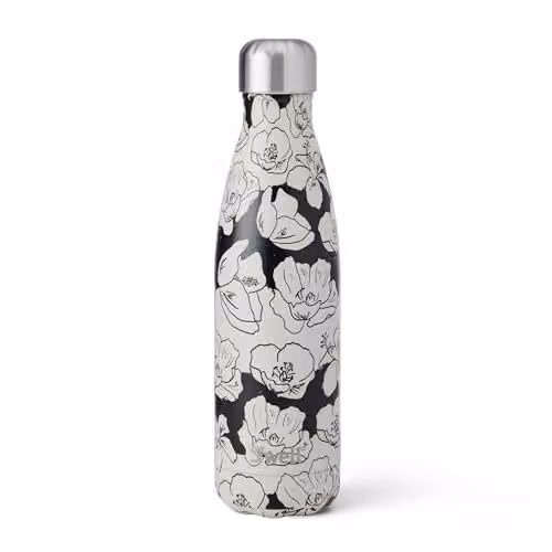 S'well Stainless Steel Vacuum Insulated Water Bottle, 500ml, Anthracite Multicolour Floral