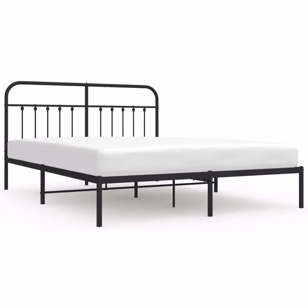 Berkfield Home Metal Bed Frame with Headboard in Black W/D/H: 183 x 213 cm – 2