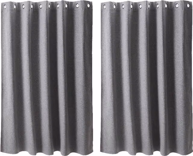Livingandhome 2-Panel Grey Blackout Linen-Like Eyelet Curtains, W: 117 cm, H: 137 cm