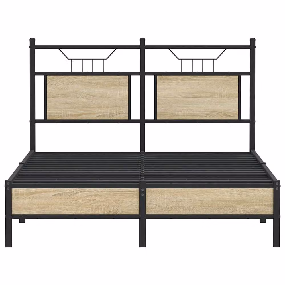 Berkfield Home Sonoma Oak Bed Frame in Beige, W/D/H: 120 x 200 cm – 3