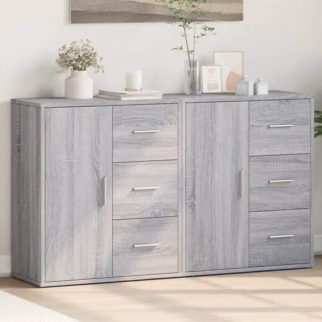 Berkfield Home Set of 2 Modern Grey Sonoma Sideboards in Engineered Wood, W/D/H: 60 x 31 x 70 cm – 1