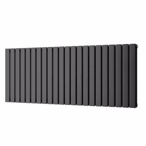 UK Radiators Typhoon Black Flat Tube Horizontal Designer Radiator, H 60 cm x W 149.6 cm – 1