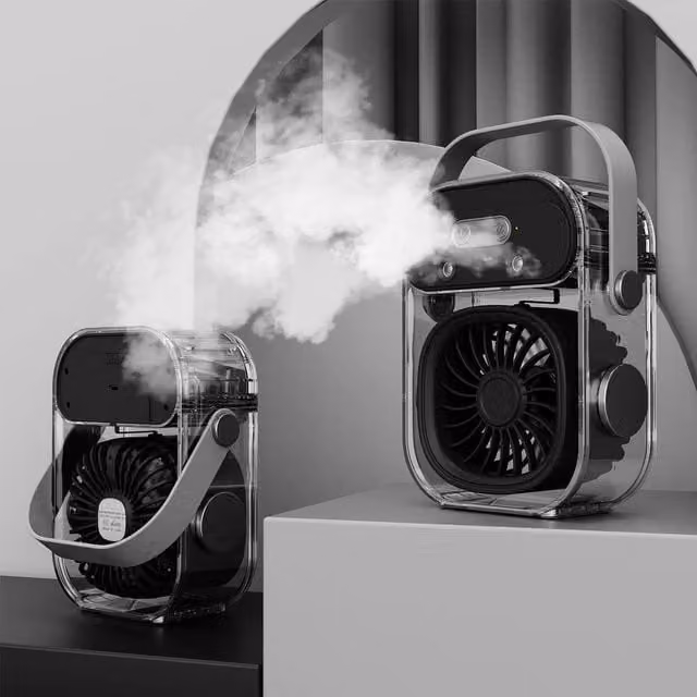 Quipulse Portable Mist Cooling Fan with Soft Night Light in Black – 1