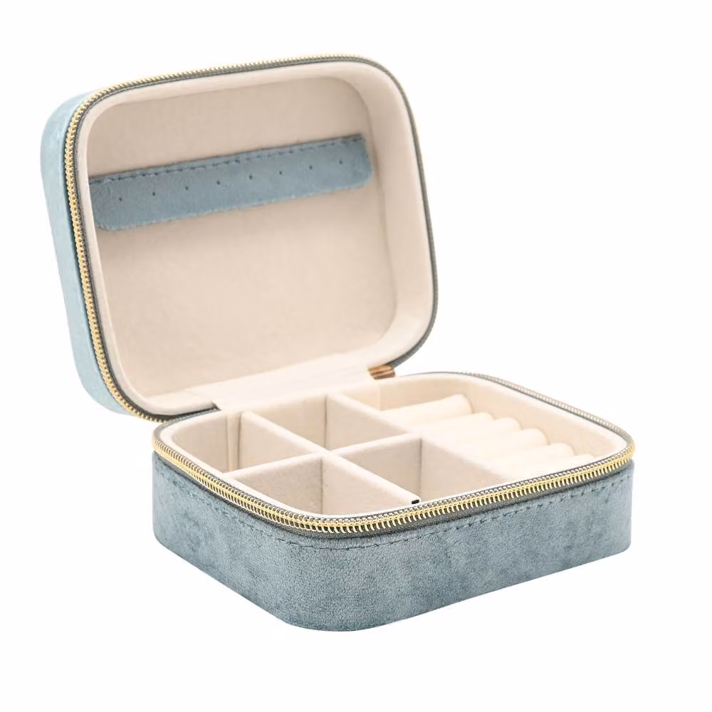 Sophia Classic Velvet Travel Jewellery Box in Petrol Blue – 2