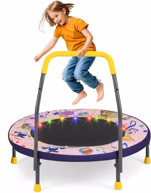 Costway Foldable Mini Trampoline in Pink