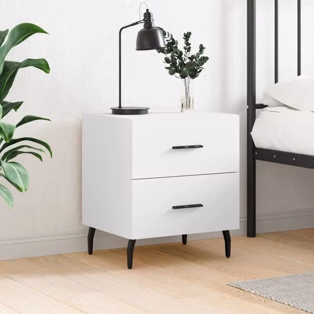 Berkfield Home White Bedside Cabinet W/D/H: 40 x 35 x 47.5 cm – 1