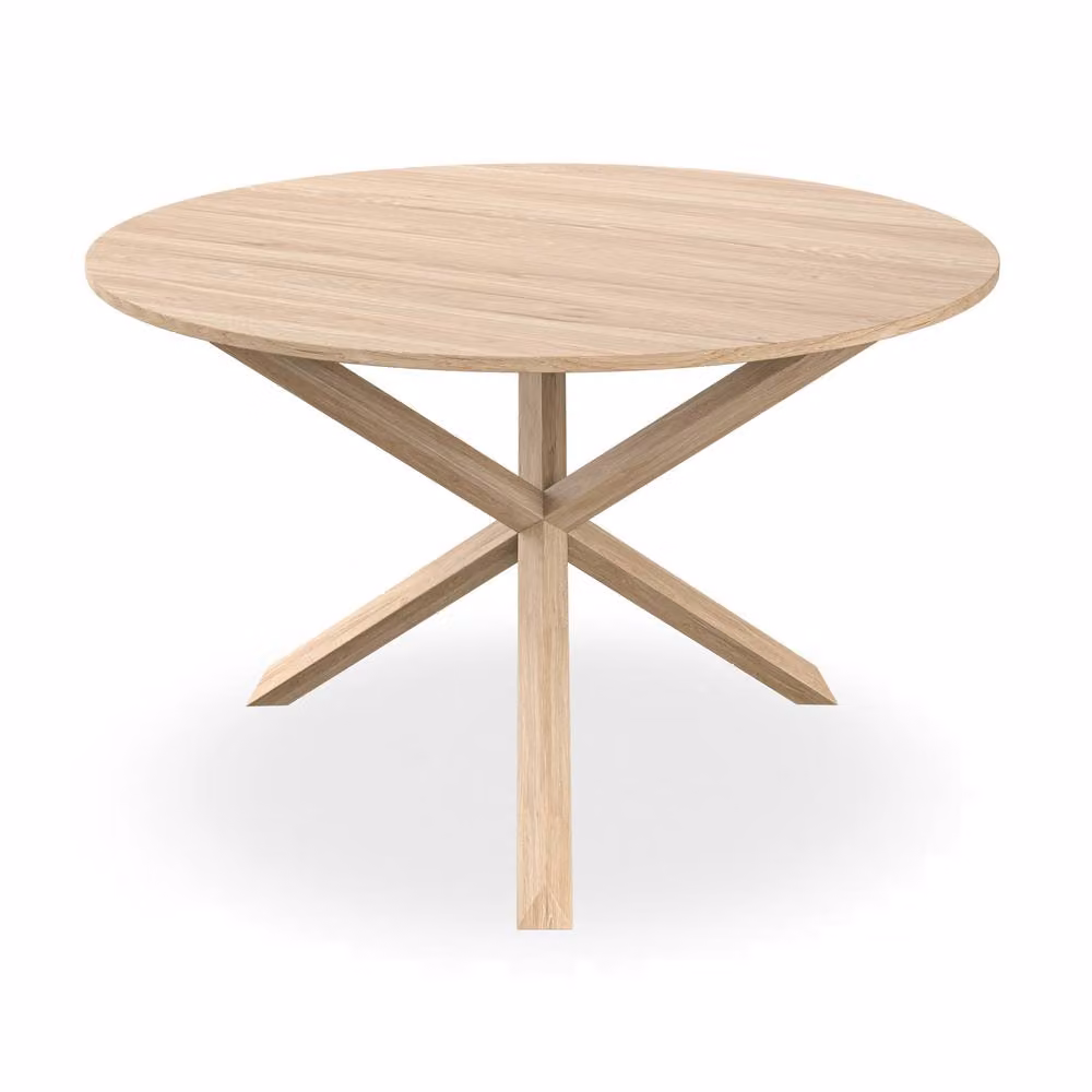 More4Homes Malvern Round Dining Table and Anika Grey Velvet Chair Set of 4, Oak Table Top with Solid Oak Legs – 2