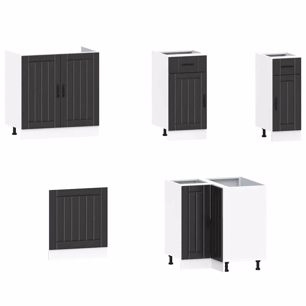 Berkfield Home Lucca 11 Piece Classic Kitchen Cabinet Set in Black Matt Engineered Wood – 3