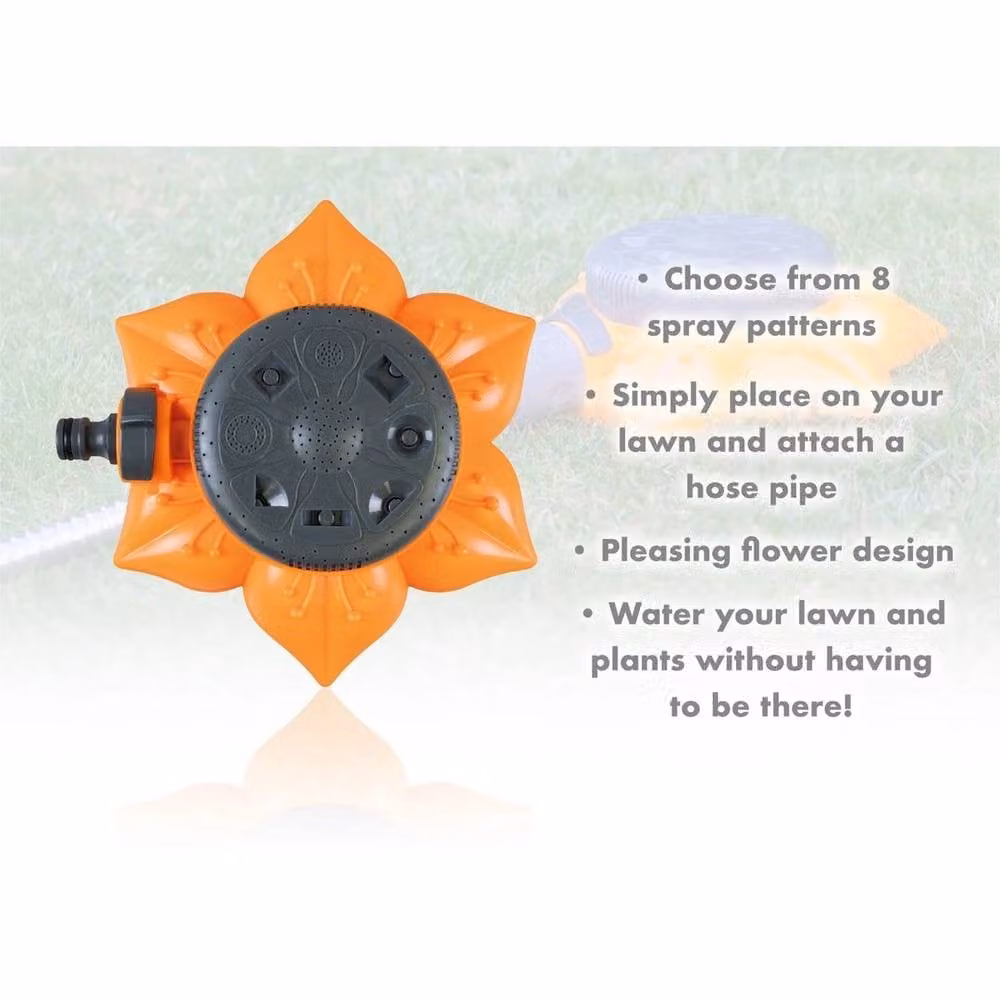 NESTLUNE Flower Style Garden and Lawn Sprinkler, Orange, W: 100 cm, D: 40 cm – 2