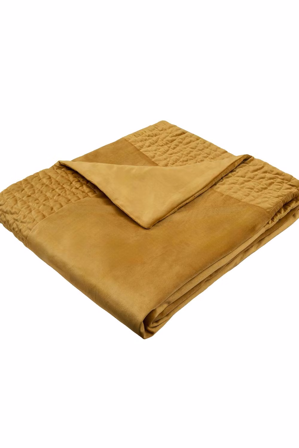 Laurence Llewelyn-Bowen Siena Reversible Quilted Velvet Bedspread in Yellow – 2