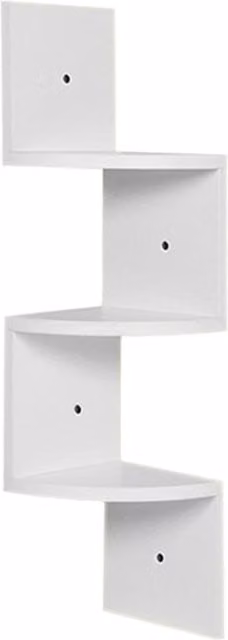 Kidkid White Multi-Level Wooden Floating Corner Wall Mounted Storage Shelf