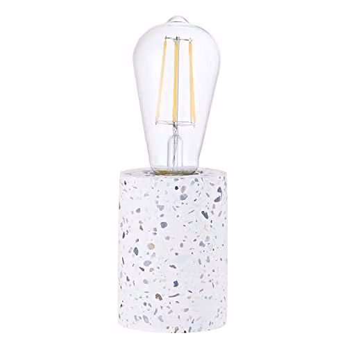 Happy Homewares White Concrete Mosaic Table Lamp with E27 Bulb Holder, H 11 cm x W 8 cm x D 8 cm