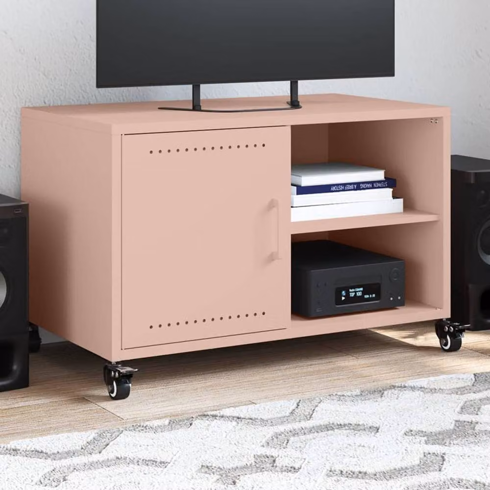 Berkfield Home Modern Pink Metal TV Cabinet W: 68 cm, D: 39 cm, H: 43.5 cm – 2