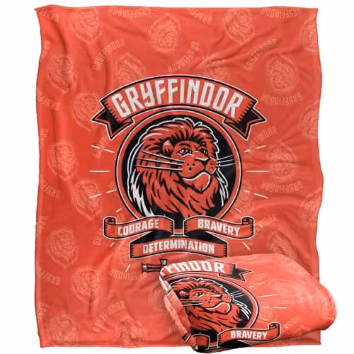 Warner Brothers Harry Potter Gryffindor Varsity Badge Fleece Blanket, W/D/H: 152 x 127 cm, White/Multicolour