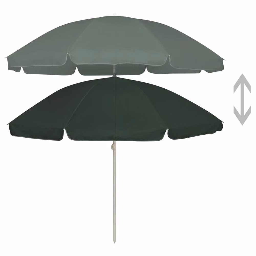 Berkfield Home Green Polyester Beach Parasol with Central Pole, Diameter: 240 cm – 2