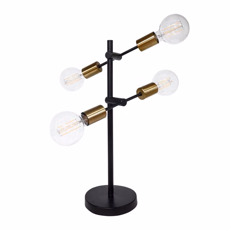 Dome Deco AMES Modern Metal Table Lamp in Black with Transparent Glass Dome