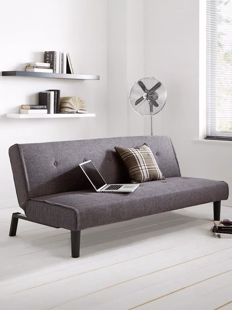 Cheap Furniture Warehouse Dax Click Clack Fabric Sofa Bed in Grey, 180 x 200 cm