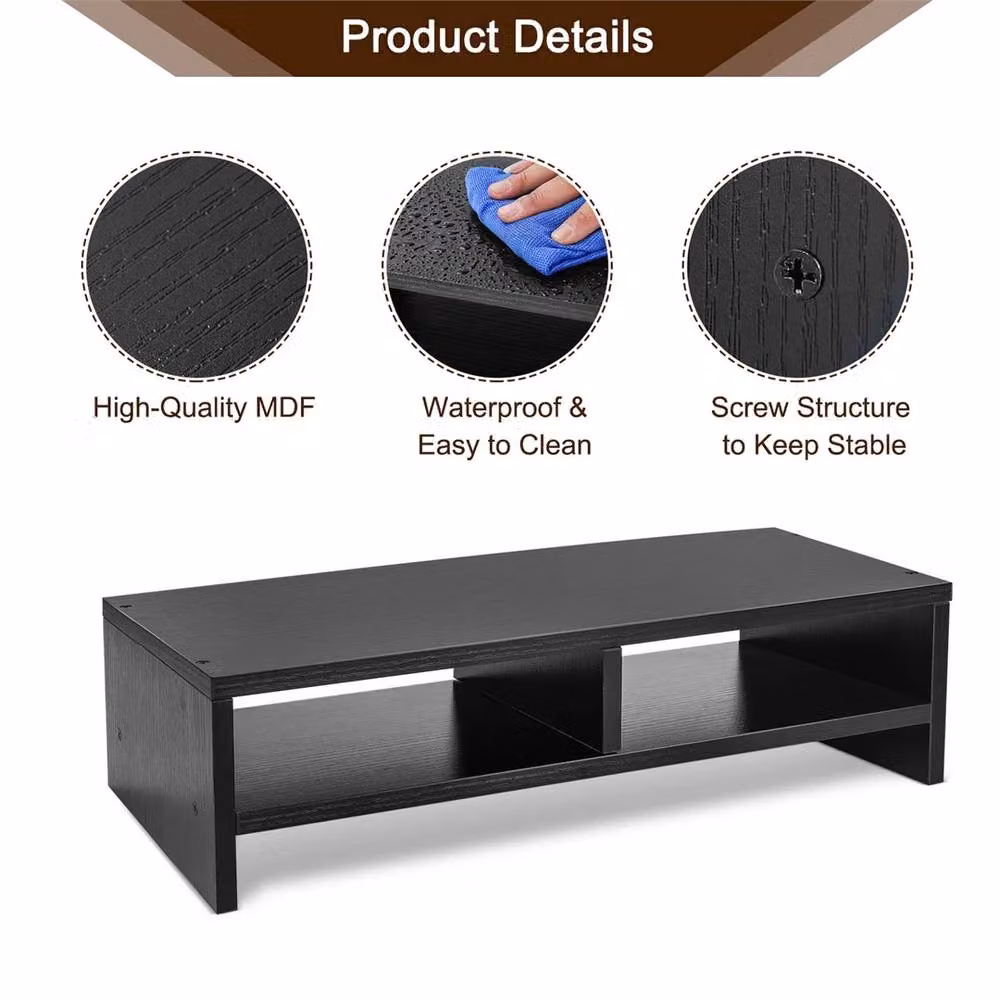Nordara Black Desktop Monitor and Laptop Stand Riser Shelf – 3