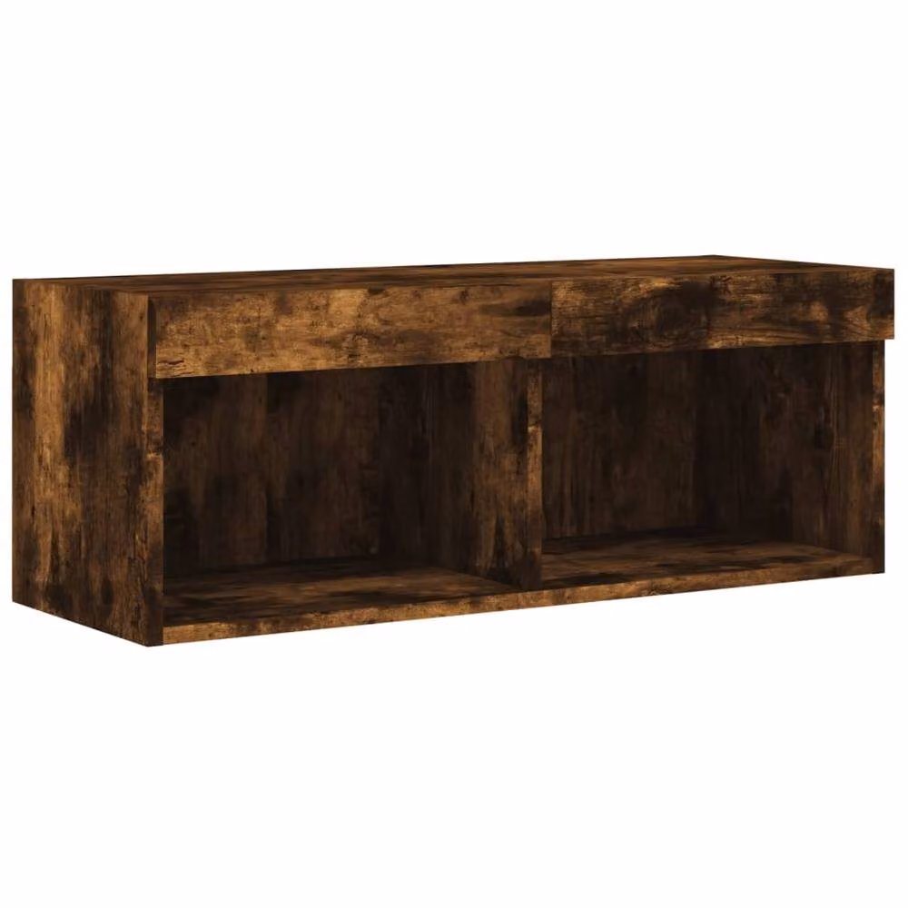 Berkfield Home TV Cabinet with LED Lights in Smoked Oak Brown, W/D/H: 80 x 30 x 30 cm – 7