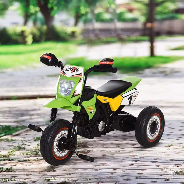 HOMCOM Toddler Pedal Tricycle Motorcycle with Music and Lights, Green