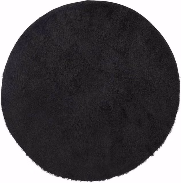 Berkfield Home NAVARRA Black Shaggy High Pile Polyester Rug, W/D/H: 200 x 200 x 1 cm