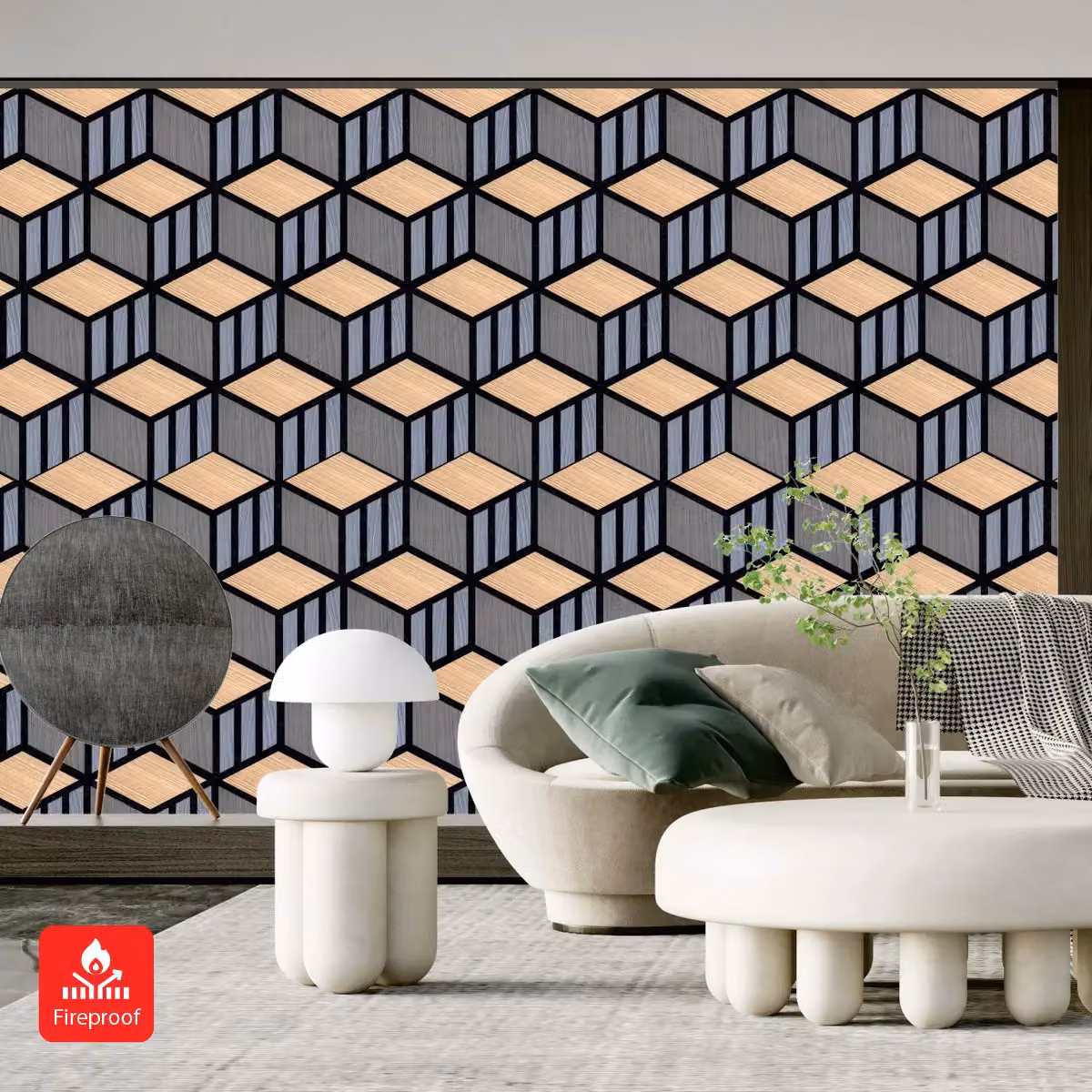 ENER-J Britwall HexaCube Acoustic MDF Wall Panels, Dark Grey, Pack of 4, W: 68.5 cm, H: 74 cm – 3